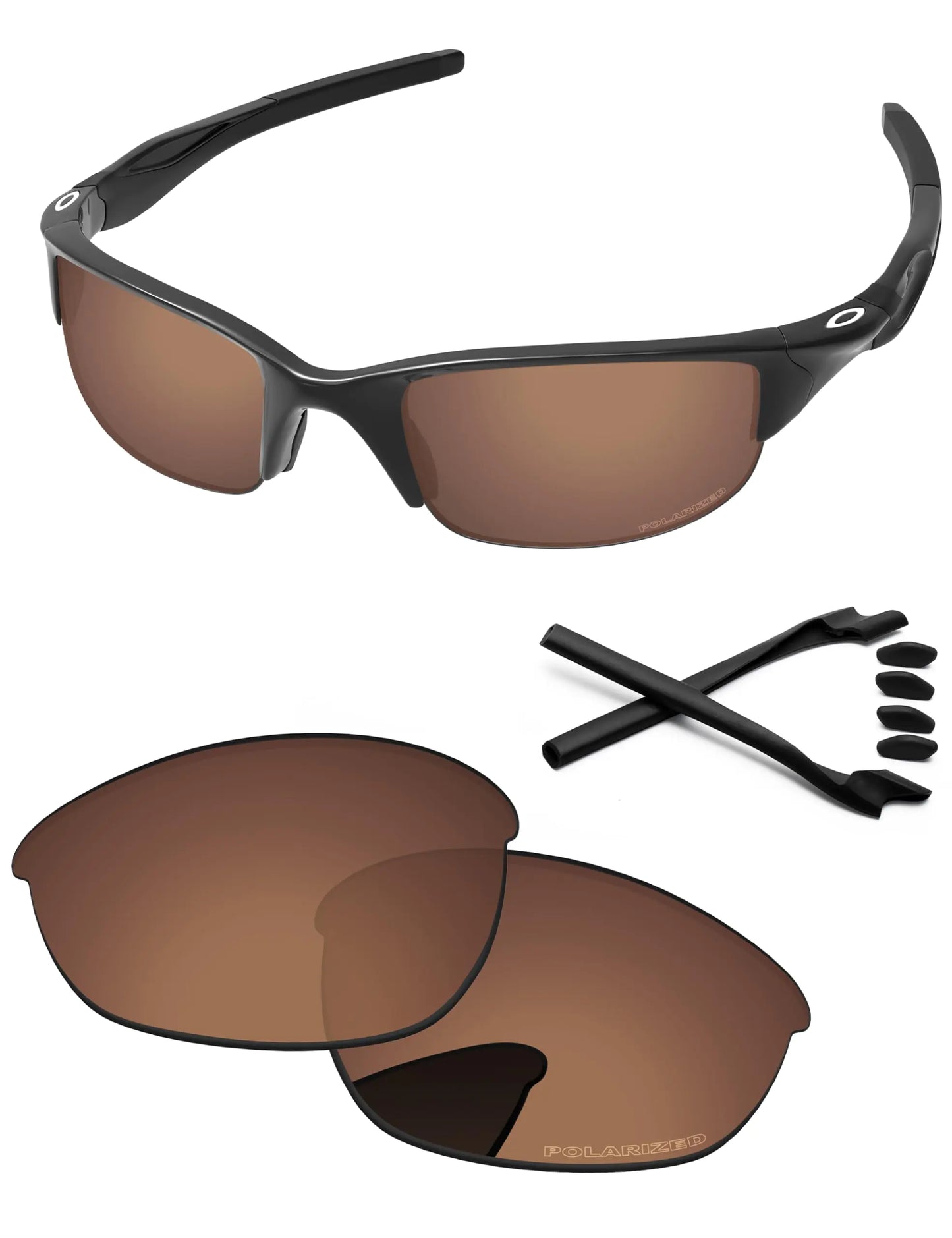 PapaViva Replacement Lenses & Rubber Kits for Oakley Half Jacket 2.0 OO9144 62mm Sunglass Copper Brown Polarized