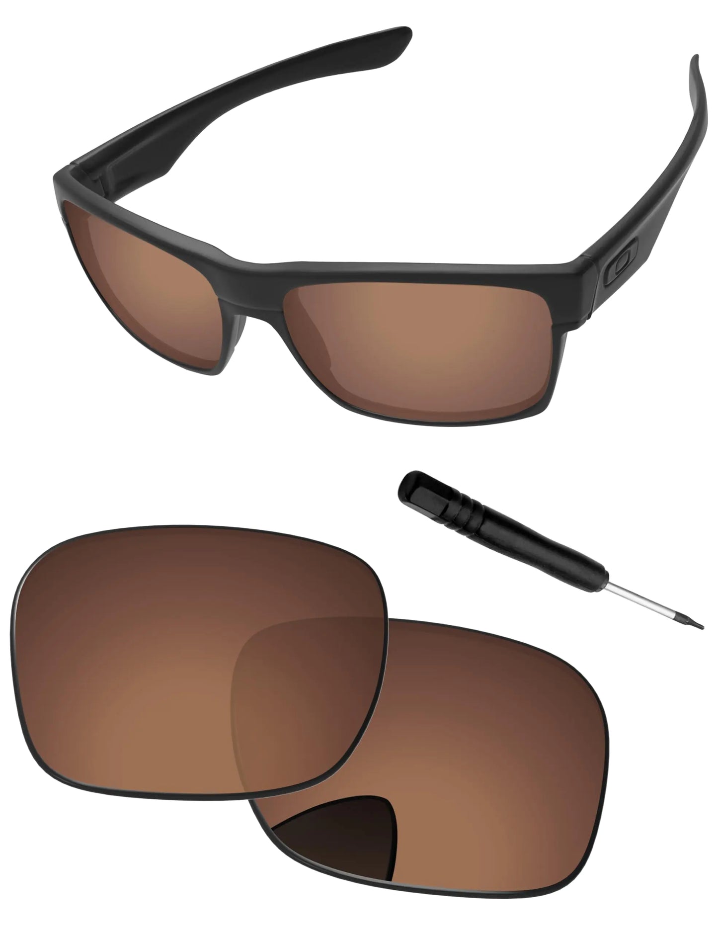 PapaViva Replacement Lenses & Screwdriver for Oakley TwoFace OO9189 Sunglass Copper Brown Non-polarized